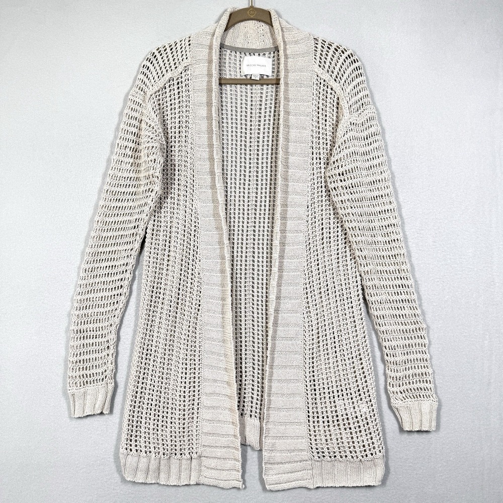 Brochu Walker Cardigan Sweater Womens Small Mila Crochet Open Knit Beach Coastal